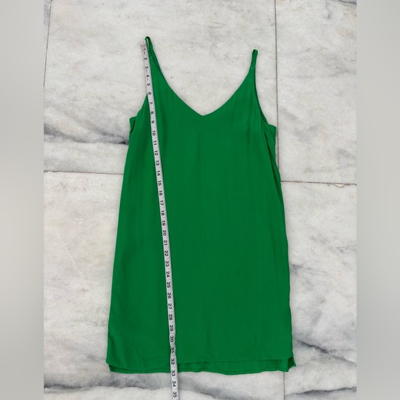 TOPSHOP Dress Mini Green Slip Spaghetti Strap V Neck Womens 8 Minimalist 90s - Picture 4 of 8